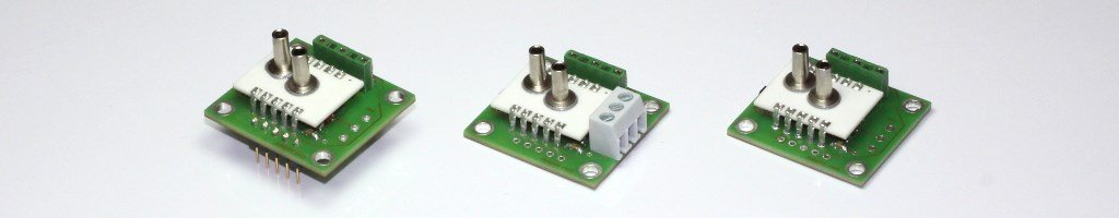 Different types of the pressure sensor module series AMS 2710 with analog voltage output.