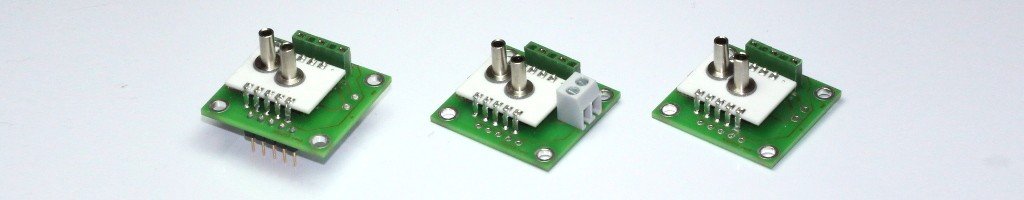 Different types of the pressure sensor module series AMS 2712 with 4 ... 20 mA current-loop output.