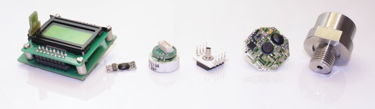 A picture showing examplary customized pressure sensors and sensor systems from Analog Microelectronics