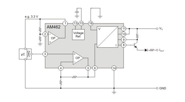 AM462 as microcontroller back end protector IC with current output.