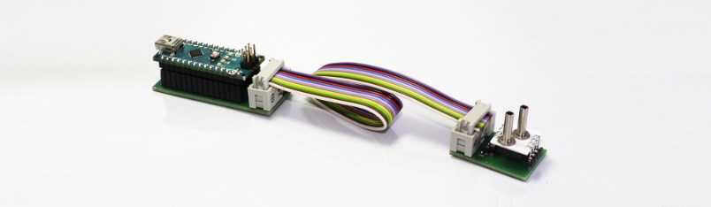 Das vollständig montierte Arduino Nano Kit zusammen mit einem Arduino Nano und einem AMS 5915