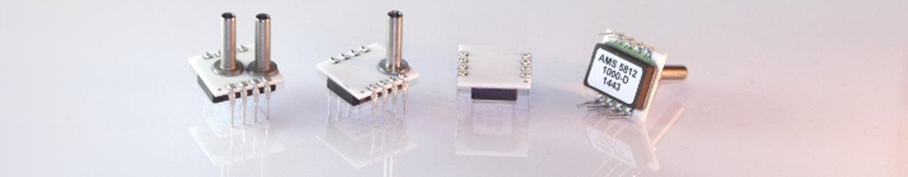 Different types of the OEM pressure sensor series AMS 5812 with analog voltage output and I2C output.