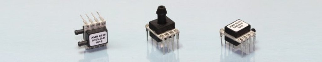 Verschiedene Typen der digitalen OEM Drucksensorserie AMS 6915 mit I2C Ausgang.