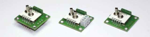 Different types of the pressure sensor module series AMS 2710 with analog voltage output.